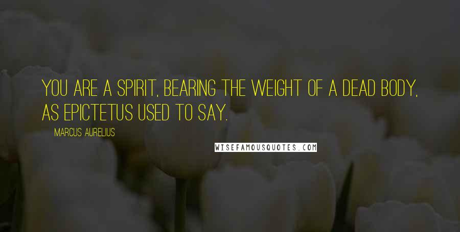 Marcus Aurelius Quotes: You are a spirit, bearing the weight of a dead body, as Epictetus used to say.