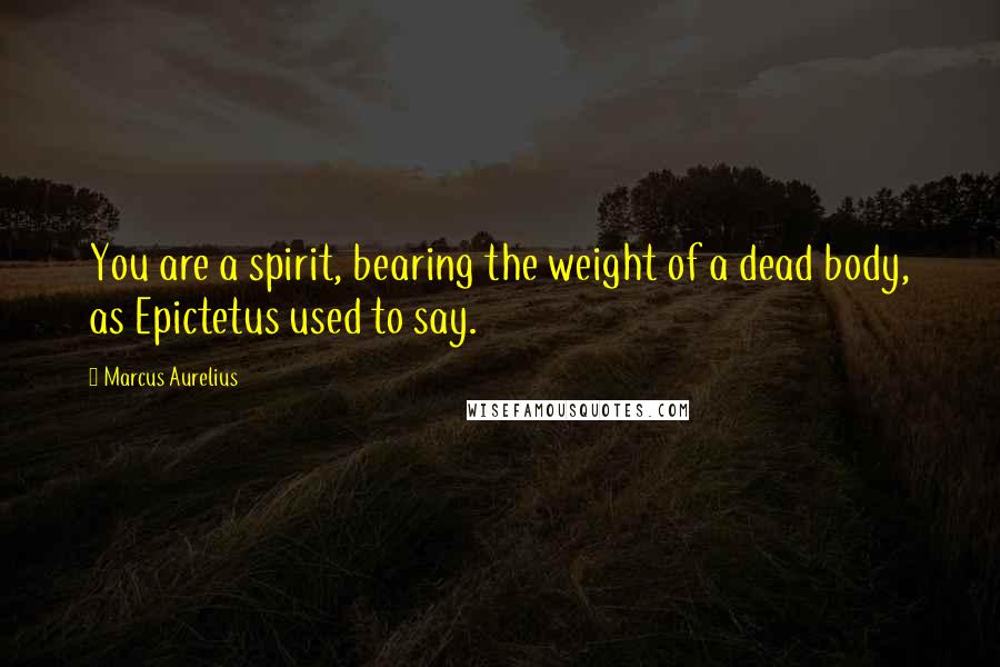 Marcus Aurelius Quotes: You are a spirit, bearing the weight of a dead body, as Epictetus used to say.