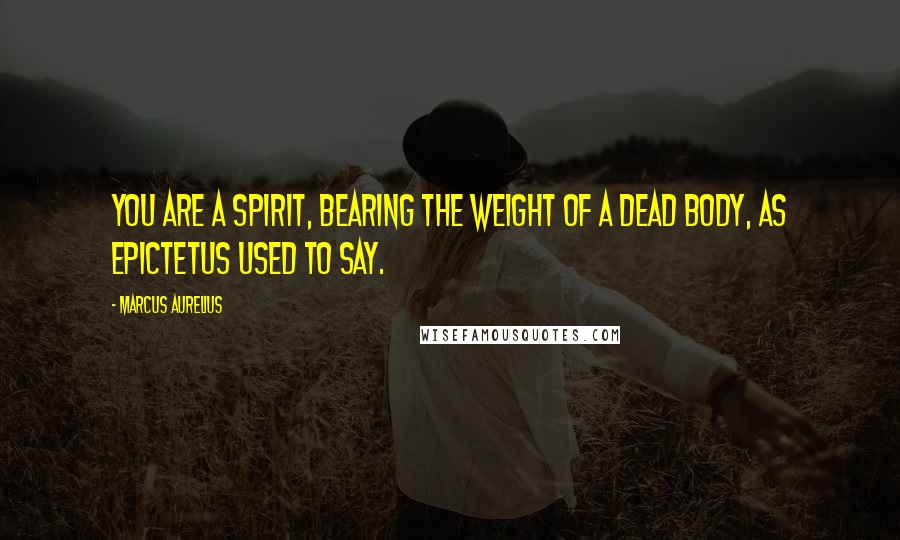 Marcus Aurelius Quotes: You are a spirit, bearing the weight of a dead body, as Epictetus used to say.