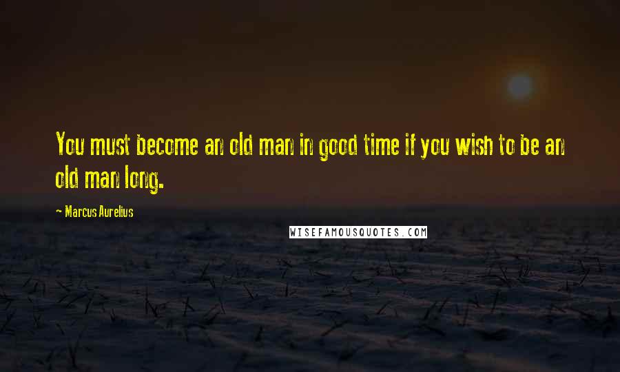 Marcus Aurelius Quotes: You must become an old man in good time if you wish to be an old man long.