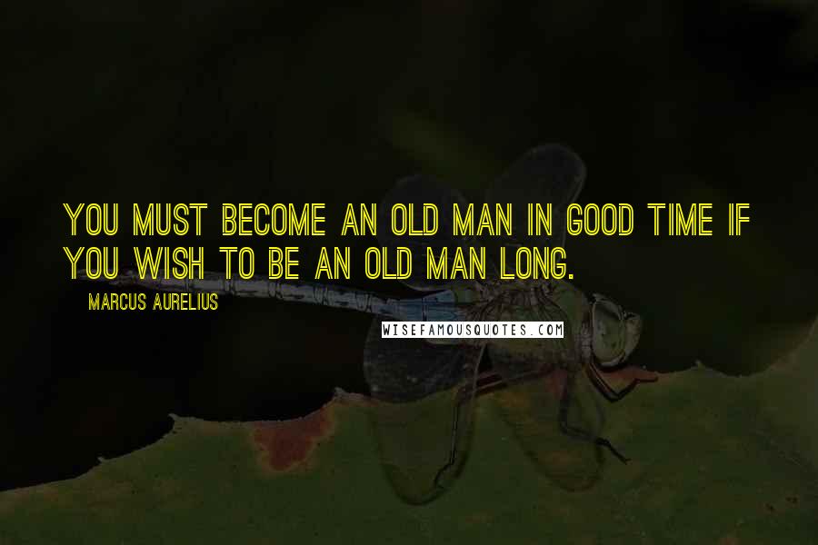 Marcus Aurelius Quotes: You must become an old man in good time if you wish to be an old man long.