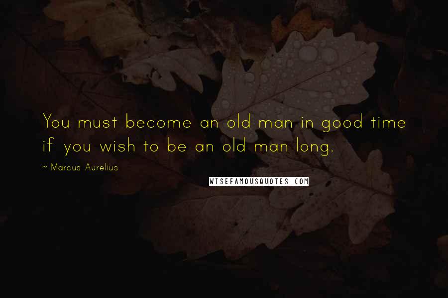 Marcus Aurelius Quotes: You must become an old man in good time if you wish to be an old man long.