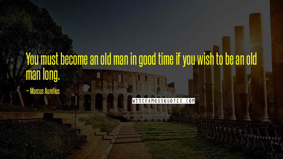 Marcus Aurelius Quotes: You must become an old man in good time if you wish to be an old man long.