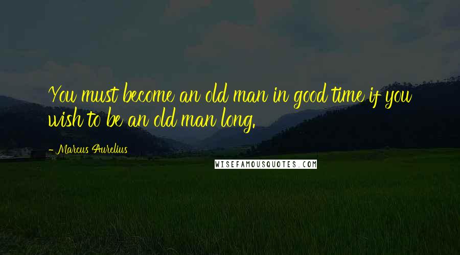 Marcus Aurelius Quotes: You must become an old man in good time if you wish to be an old man long.