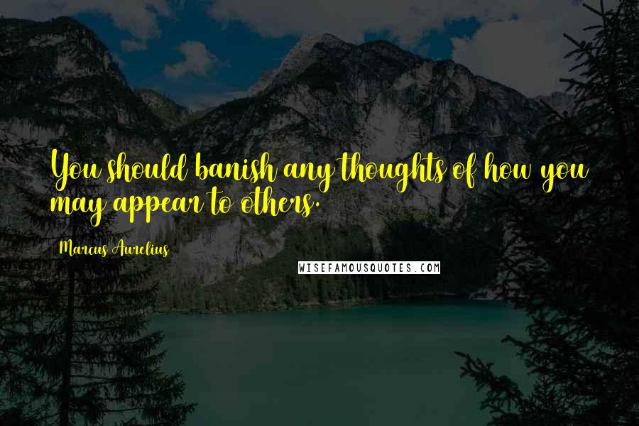 Marcus Aurelius Quotes: You should banish any thoughts of how you may appear to others.