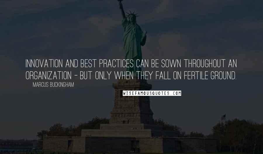 Marcus Buckingham Quotes: Innovation and best practices can be sown throughout an organization - but only when they fall on fertile ground.