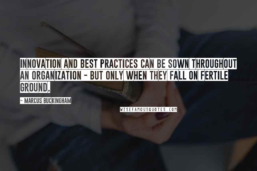 Marcus Buckingham Quotes: Innovation and best practices can be sown throughout an organization - but only when they fall on fertile ground.