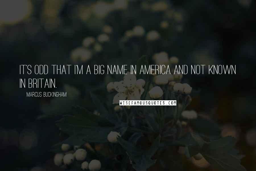 Marcus Buckingham Quotes: It's odd that I'm a big name in America and not known in Britain.