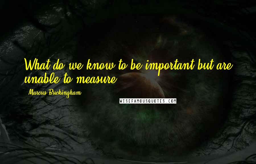 Marcus Buckingham Quotes: What do we know to be important but are unable to measure?