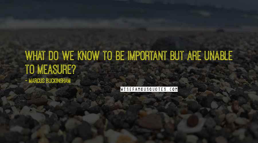 Marcus Buckingham Quotes: What do we know to be important but are unable to measure?