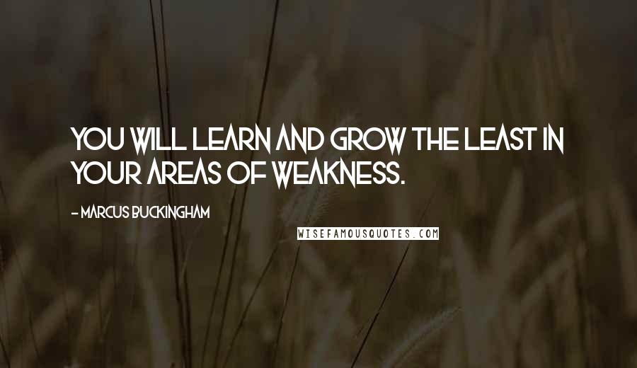 Marcus Buckingham Quotes: You will learn and grow the least in your areas of weakness.