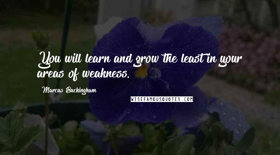 Marcus Buckingham Quotes: You will learn and grow the least in your areas of weakness.