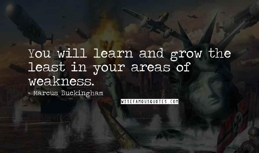 Marcus Buckingham Quotes: You will learn and grow the least in your areas of weakness.