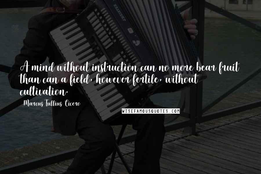Marcus Tullius Cicero Quotes: A mind without instruction can no more bear fruit than can a field, however fertile, without cultivation.