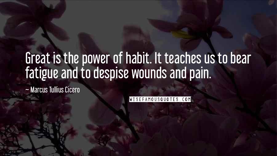 Marcus Tullius Cicero Quotes: Great is the power of habit. It teaches us to bear fatigue and to despise wounds and pain.