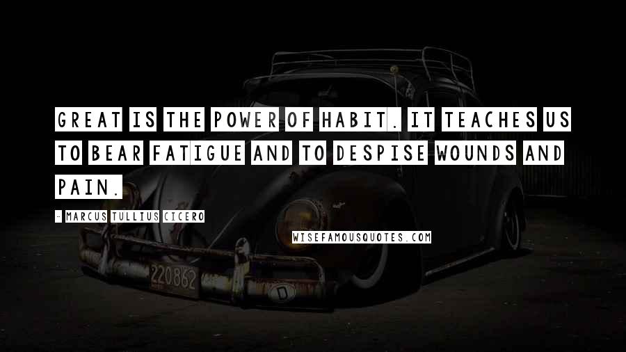 Marcus Tullius Cicero Quotes: Great is the power of habit. It teaches us to bear fatigue and to despise wounds and pain.