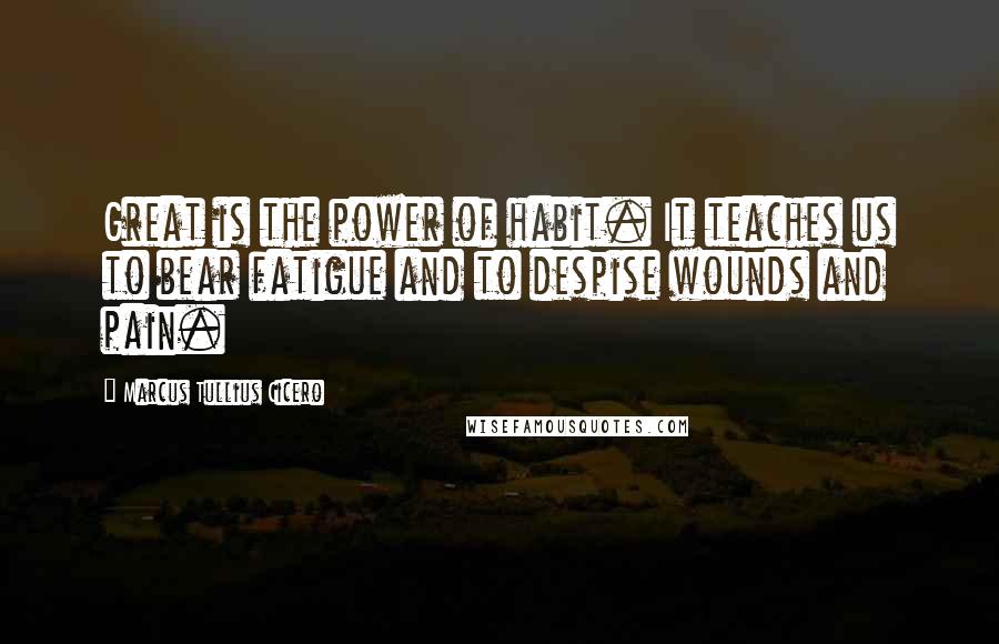 Marcus Tullius Cicero Quotes: Great is the power of habit. It teaches us to bear fatigue and to despise wounds and pain.