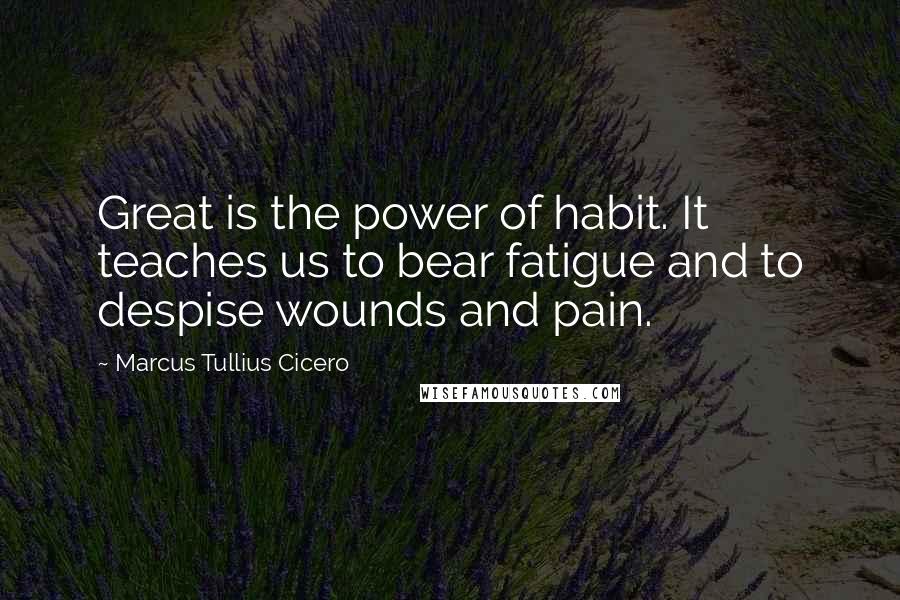 Marcus Tullius Cicero Quotes: Great is the power of habit. It teaches us to bear fatigue and to despise wounds and pain.