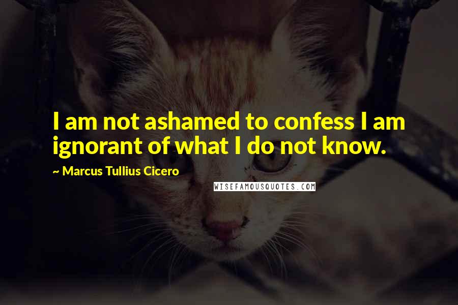 Marcus Tullius Cicero Quotes: I am not ashamed to confess I am ignorant of what I do not know.