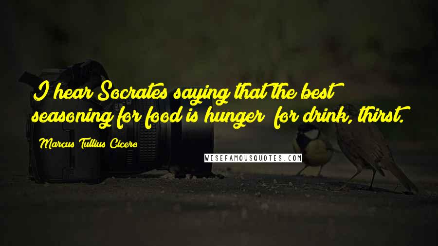 Marcus Tullius Cicero Quotes: I hear Socrates saying that the best seasoning for food is hunger; for drink, thirst.