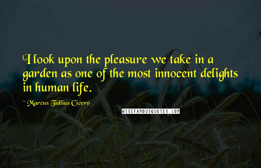 Marcus Tullius Cicero Quotes: I look upon the pleasure we take in a garden as one of the most innocent delights in human life.