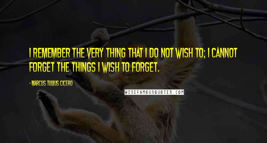 Marcus Tullius Cicero Quotes: I remember the very thing that I do not wish to; I cannot forget the things I wish to forget.