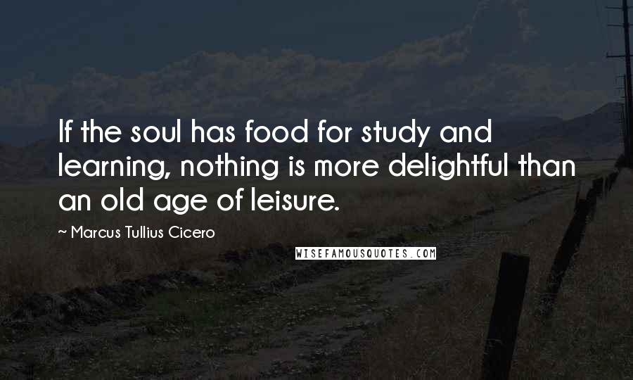 Marcus Tullius Cicero Quotes: If the soul has food for study and learning, nothing is more delightful than an old age of leisure.