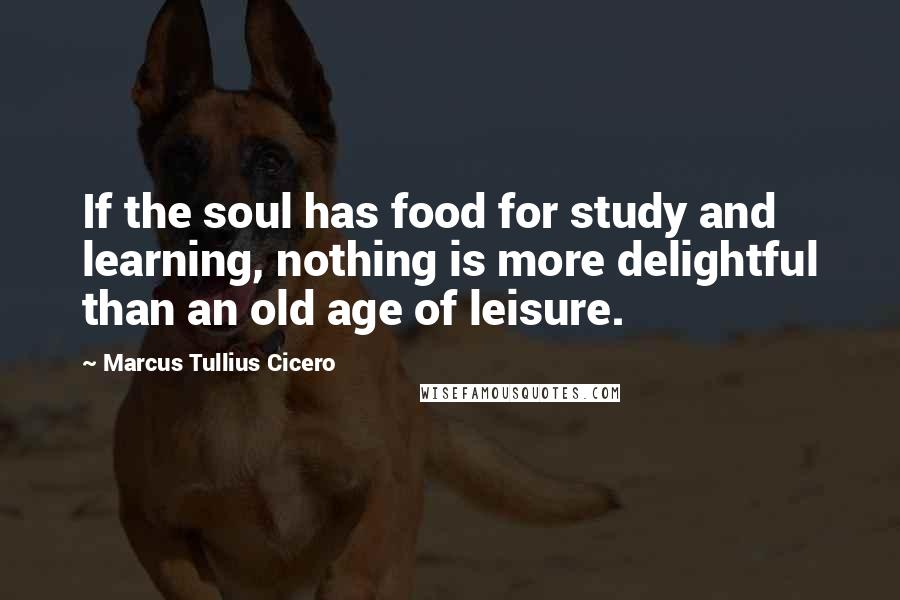 Marcus Tullius Cicero Quotes: If the soul has food for study and learning, nothing is more delightful than an old age of leisure.