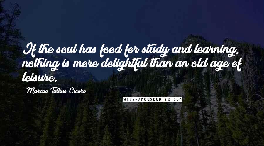 Marcus Tullius Cicero Quotes: If the soul has food for study and learning, nothing is more delightful than an old age of leisure.