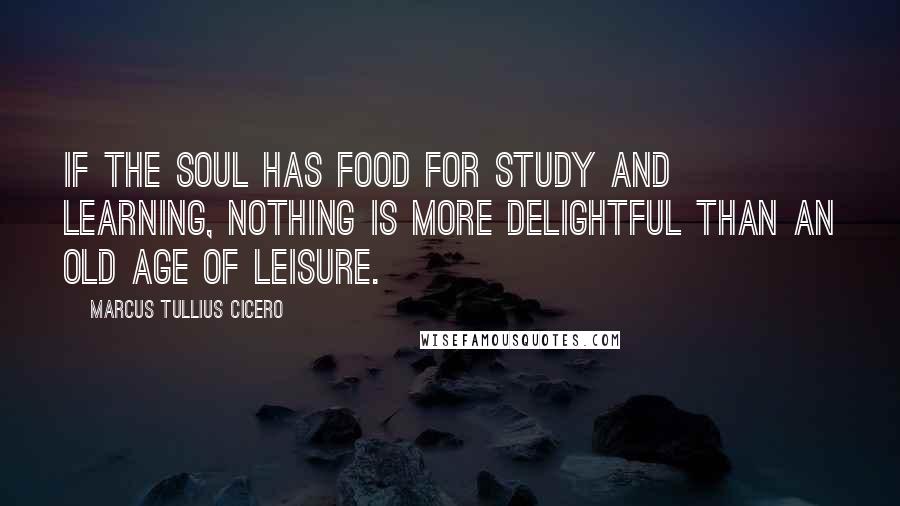 Marcus Tullius Cicero Quotes: If the soul has food for study and learning, nothing is more delightful than an old age of leisure.