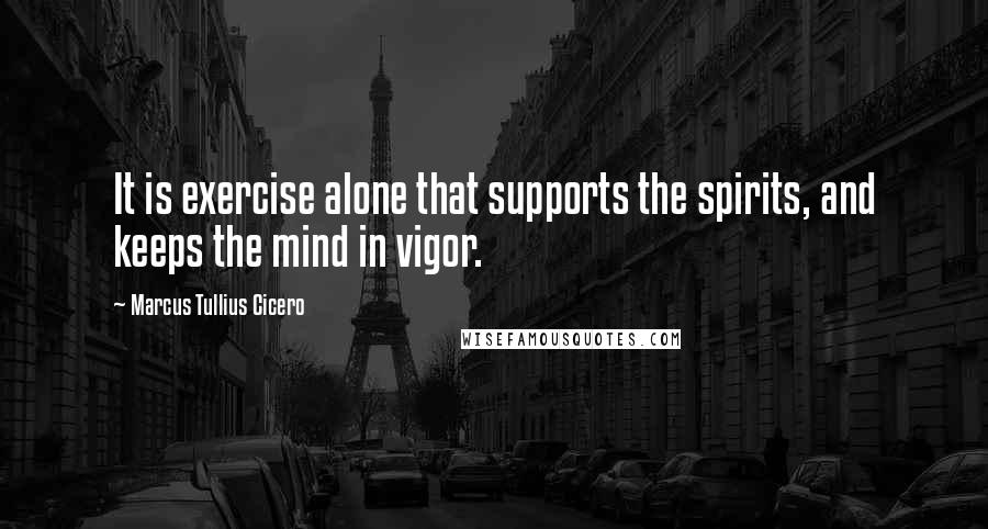 Marcus Tullius Cicero Quotes: It is exercise alone that supports the spirits, and keeps the mind in vigor.