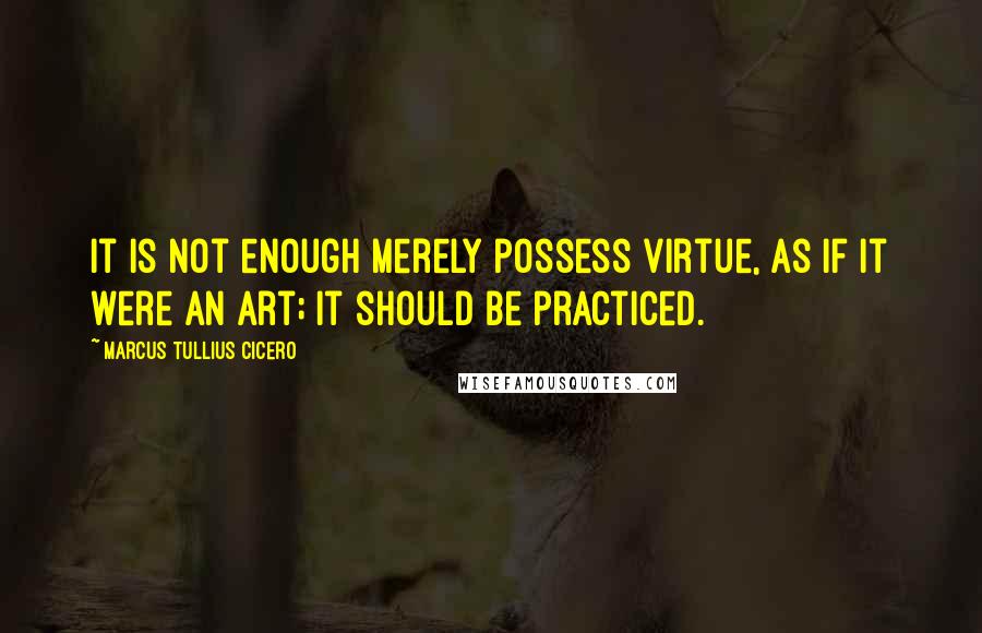 Marcus Tullius Cicero Quotes: It is not enough merely possess virtue, as if it were an art; it should be practiced.