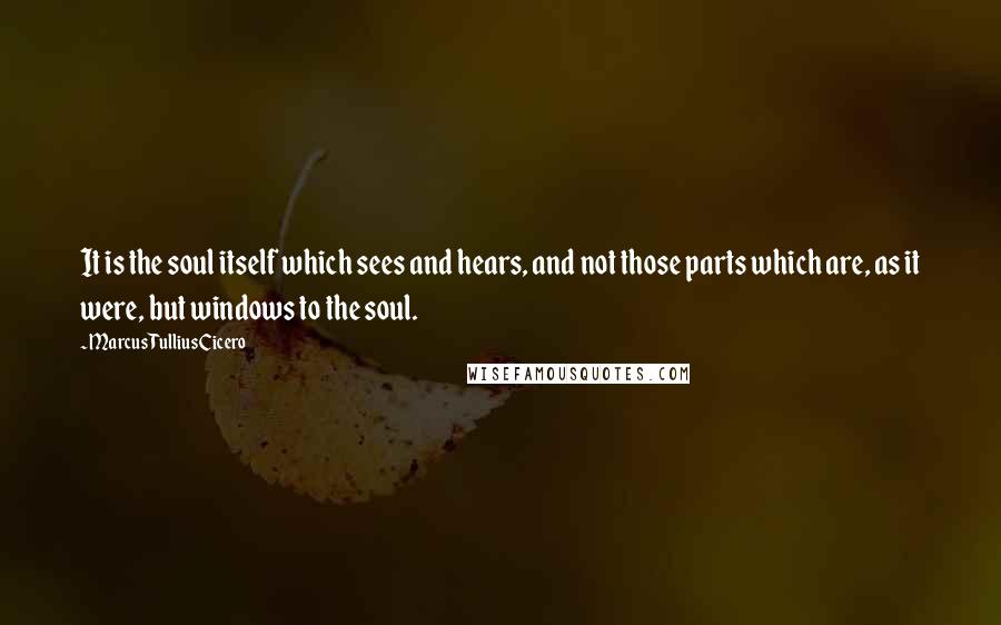 Marcus Tullius Cicero Quotes: It is the soul itself which sees and hears, and not those parts which are, as it were, but windows to the soul.