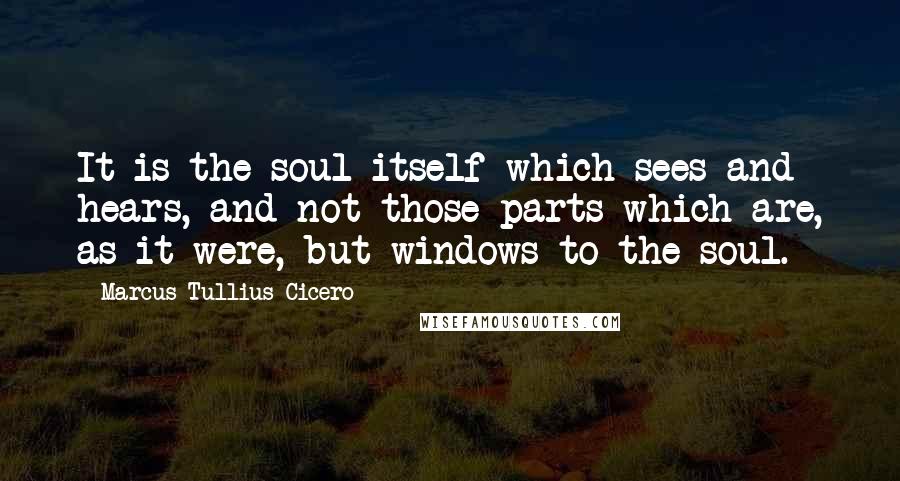 Marcus Tullius Cicero Quotes: It is the soul itself which sees and hears, and not those parts which are, as it were, but windows to the soul.