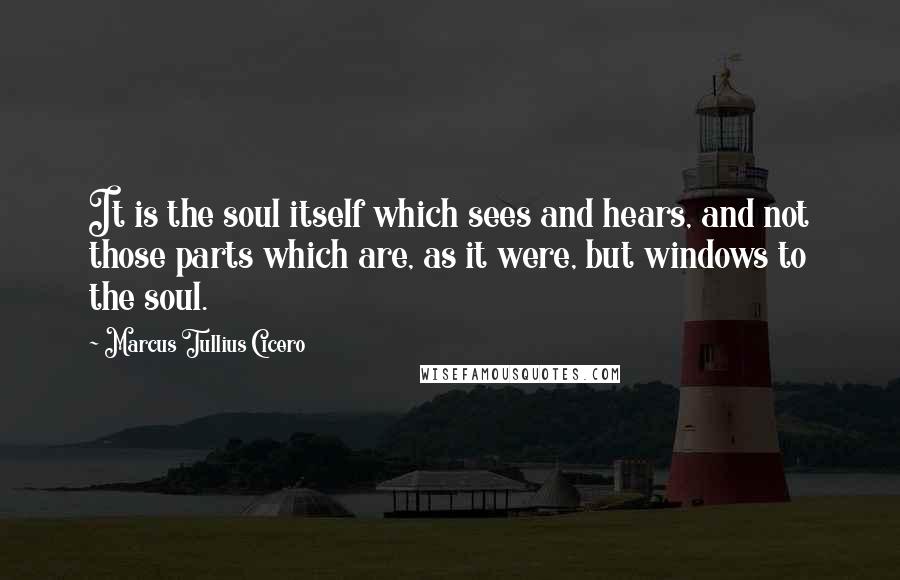 Marcus Tullius Cicero Quotes: It is the soul itself which sees and hears, and not those parts which are, as it were, but windows to the soul.