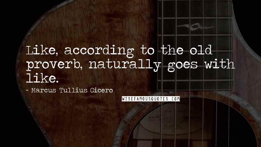 Marcus Tullius Cicero Quotes: Like, according to the old proverb, naturally goes with like.