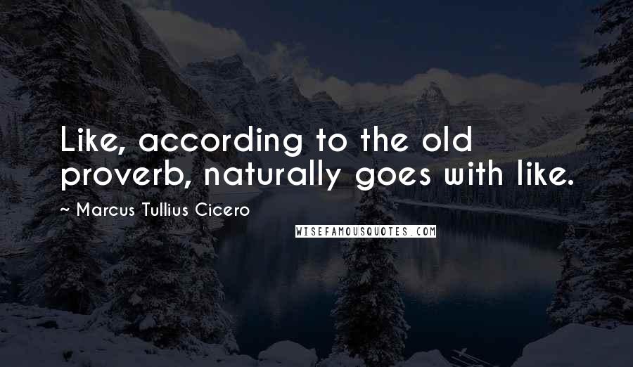 Marcus Tullius Cicero Quotes: Like, according to the old proverb, naturally goes with like.