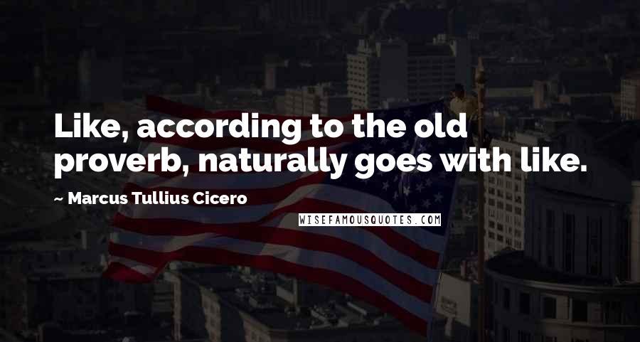 Marcus Tullius Cicero Quotes: Like, according to the old proverb, naturally goes with like.