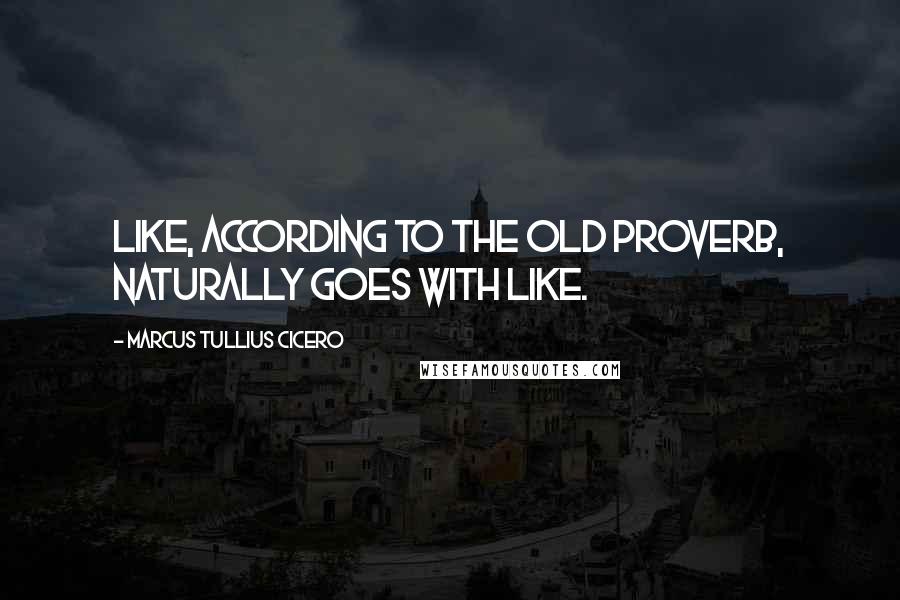 Marcus Tullius Cicero Quotes: Like, according to the old proverb, naturally goes with like.