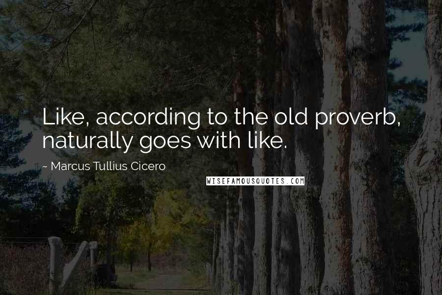 Marcus Tullius Cicero Quotes: Like, according to the old proverb, naturally goes with like.