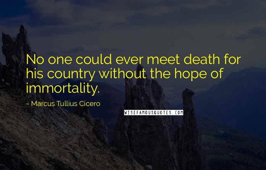 Marcus Tullius Cicero Quotes: No one could ever meet death for his country without the hope of immortality.