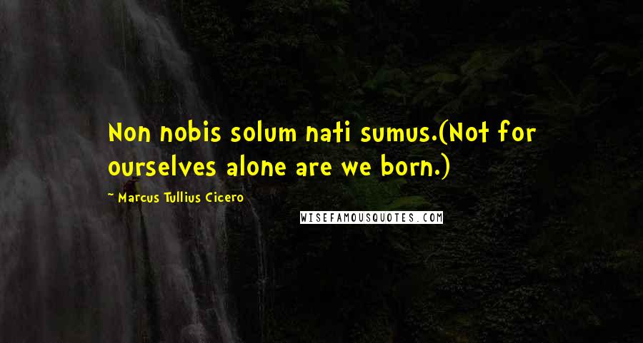 Marcus Tullius Cicero Quotes: Non nobis solum nati sumus.(Not for ourselves alone are we born.)