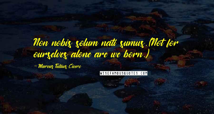 Marcus Tullius Cicero Quotes: Non nobis solum nati sumus.(Not for ourselves alone are we born.)