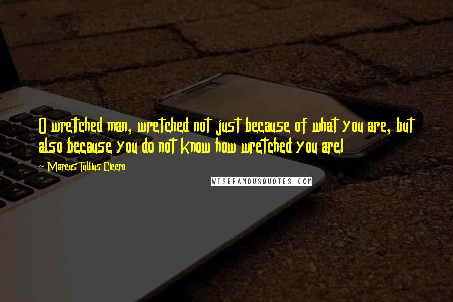 Marcus Tullius Cicero Quotes: O wretched man, wretched not just because of what you are, but also because you do not know how wretched you are!