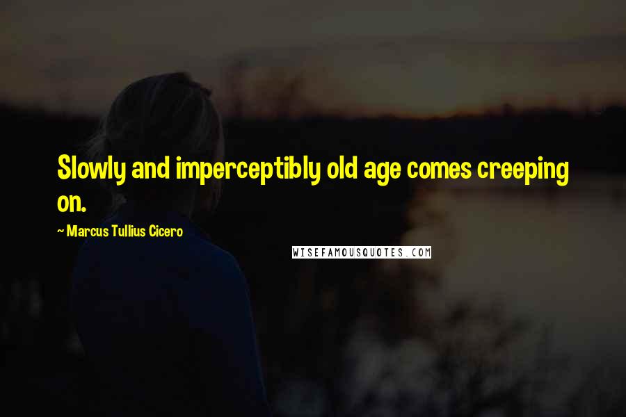 Marcus Tullius Cicero Quotes: Slowly and imperceptibly old age comes creeping on.