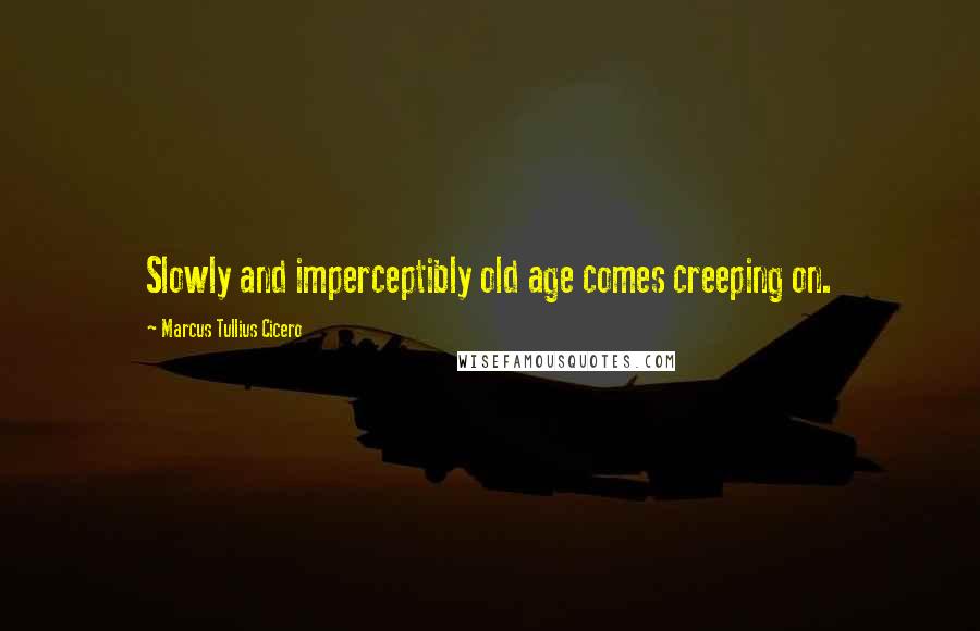 Marcus Tullius Cicero Quotes: Slowly and imperceptibly old age comes creeping on.
