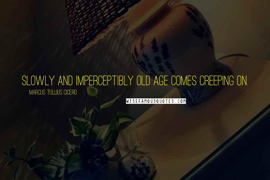 Marcus Tullius Cicero Quotes: Slowly and imperceptibly old age comes creeping on.