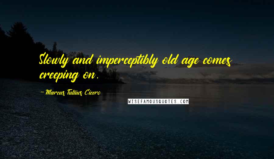 Marcus Tullius Cicero Quotes: Slowly and imperceptibly old age comes creeping on.