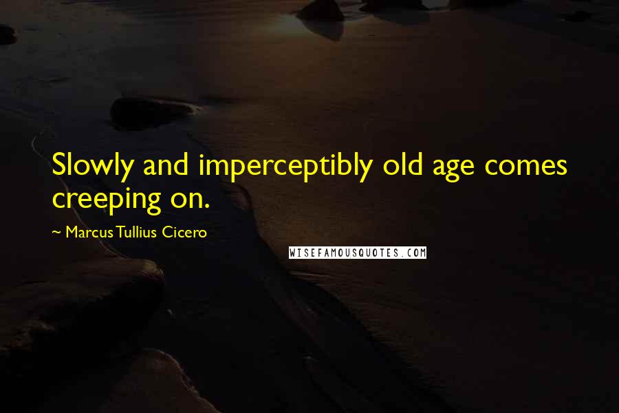 Marcus Tullius Cicero Quotes: Slowly and imperceptibly old age comes creeping on.