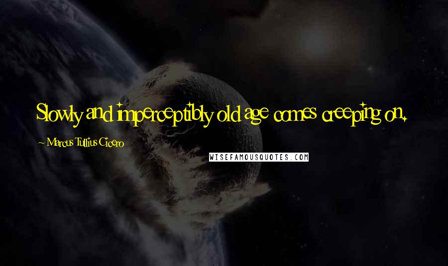 Marcus Tullius Cicero Quotes: Slowly and imperceptibly old age comes creeping on.